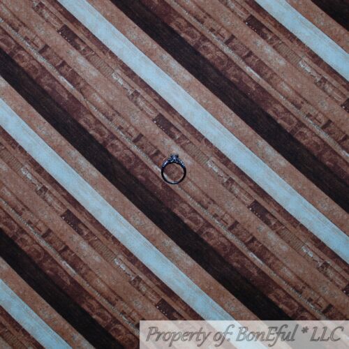 BonEful FABRIC FQ Cotton Quilt Brown Tone Old Barn Wood Tree Blender Stripe Sale - Picture 1 of 12