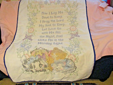 Hand Embroidered Baby Quilt Now I Lay Me Down to Sleep