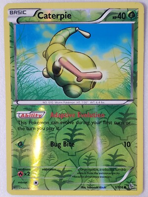 REVERSE HOLO Caterpie 1/106 LP - XY Flashfire Pokemon Card