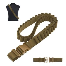 Tactical 50 Rounds Shotgun 12/20Gauge Shell Bandolier Ammo Belts Holder Hunting