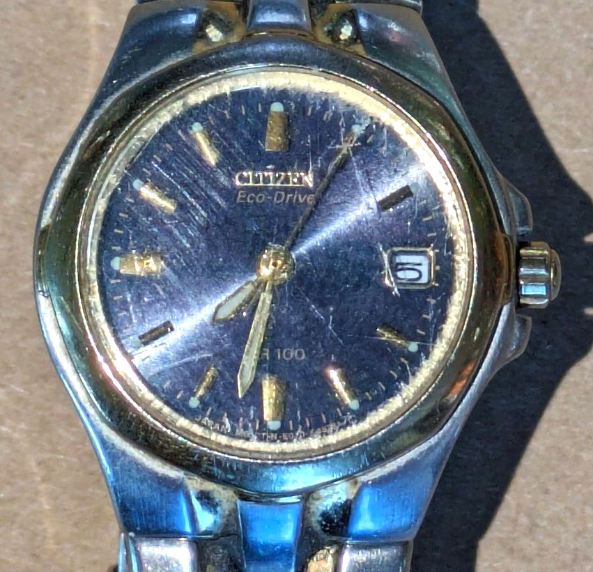 Vintage Citizen Women's Eco-Drive WR 100 Watch, Black Face w