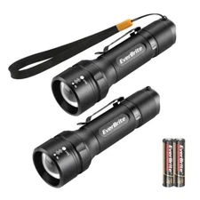 EverBrite 2PC Mini LED Flashlights Zoomable 150 Lumens Flashlight With Batteries