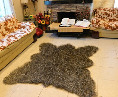 5' x 6' Kodiak Russian Bear Rug Faux Fur Bearskin Accent Decors  0008