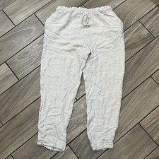 Star City Clothing Pants Large Cropped Rayon Linen Beige Light Beach USA MAde