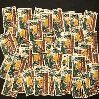 Postage Stamps For Crafting: 1958 4c Forest Conservation; Multi-Color; 50 Pieces
