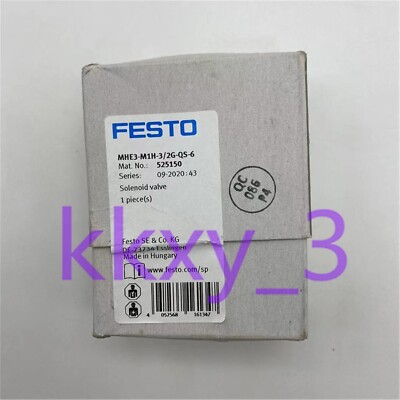New One Festo MHE3 M1H 3/2G QS 6 525150 Solenoid Valve MHE3M1H3/2GQS6