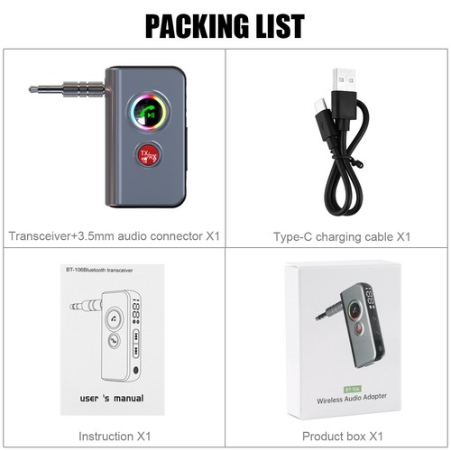 Bluetooth Transmitter Call Music Receiver AUX Adapter for Car Headphone