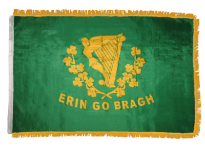 3x5 Erin Go Bragh Irish Poly Nylon Sleeve w/ Gold Fringe Flag 3'x5'  100D