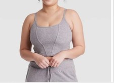 Women  s Colsie Gray Ribbed Corset Style Tank Top S NEW 