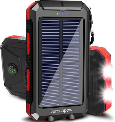 Solar Charger Power Bank, 20000mAh Portable Outdoor Waterproof Solar Battery Cha