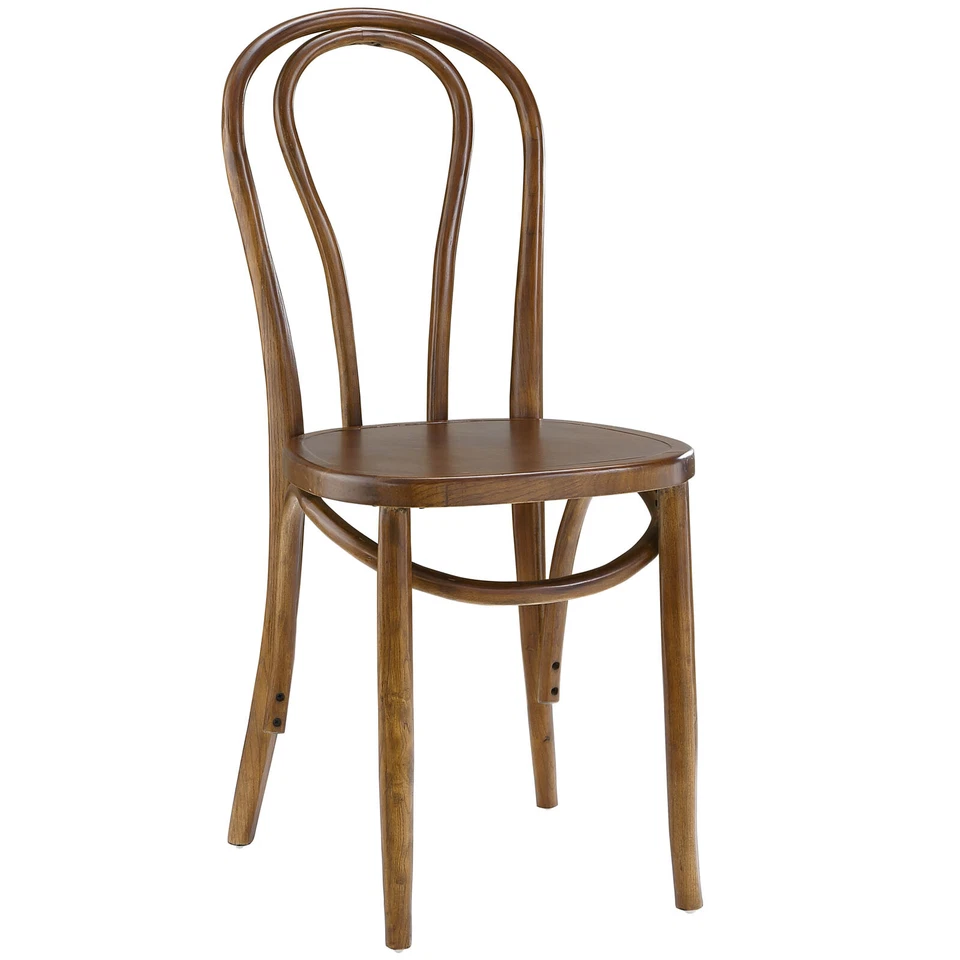 Modway Vintage Retro Natural Elm Wood Bistro Cafe Dining Side Chair in Walnut - Image 2 of 4