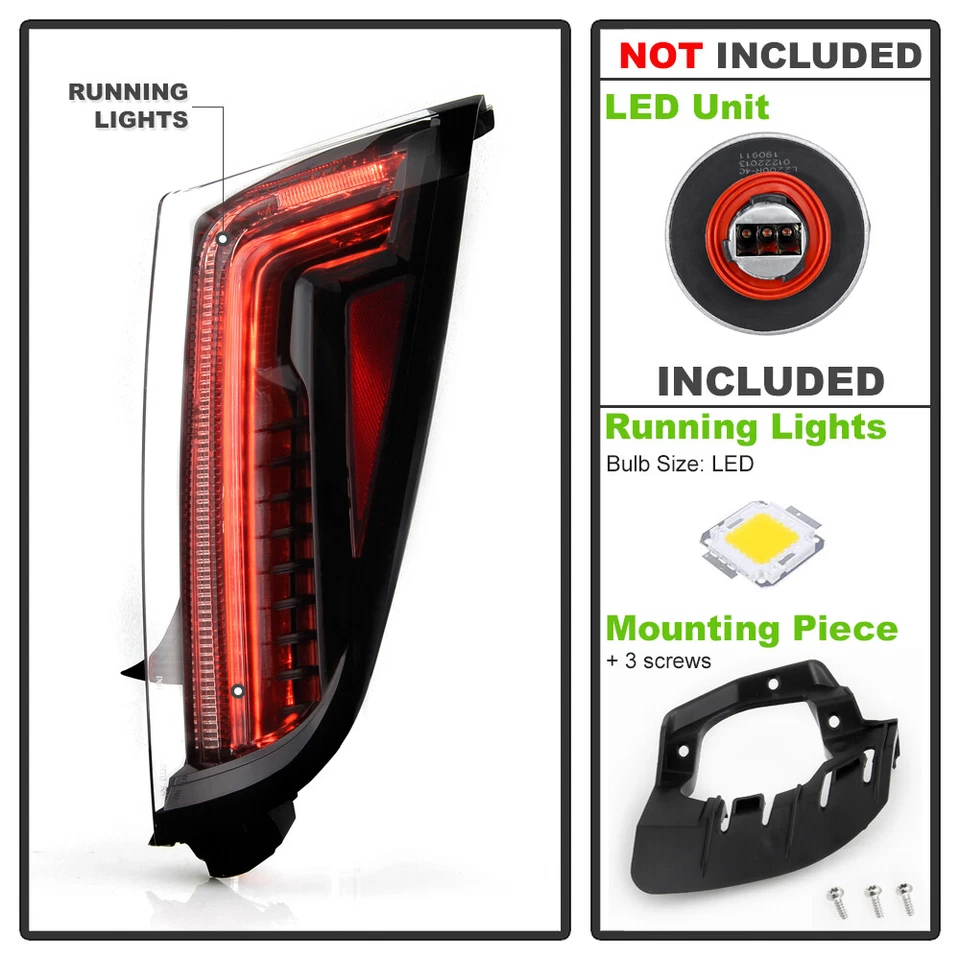 Lente transparente carcasa negra luces traseras LED para Cadillac XTS 2013-2017 izquierda+derecha Foto 3 de 4