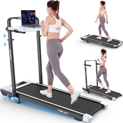 2.5HP Walking/Running Pad Treadmill with Desk, 8% Incline Foldable Treadmill U.S