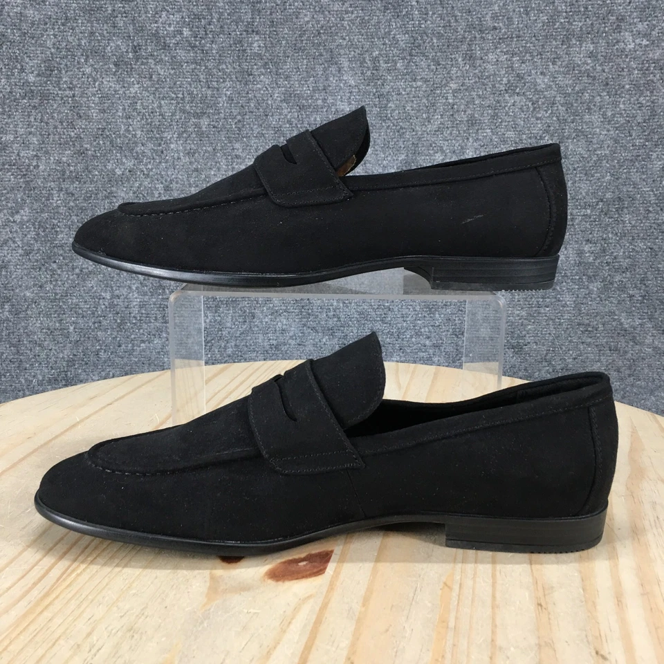 H&M Shoes Mens 8.5 Casual Slip On Apron Toe Penny Loafer Flats Black Fabric - Image 2 of 4