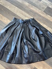 Bebe Swing Skater Skirt Size 4 FAUX LEATHER Pleated Black