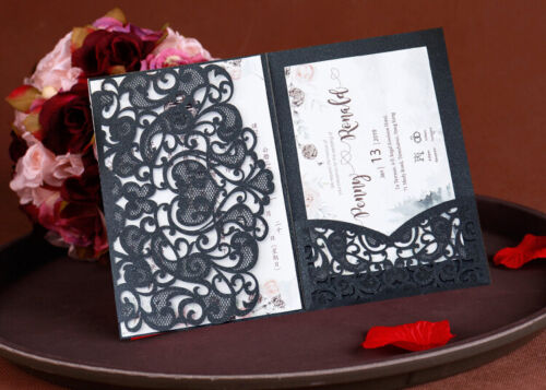 ​10/50/100 Tri fold Hollow Laser  Wedding Invite Invitation Card Cover /envelope 