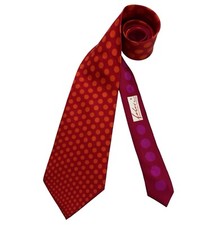 FABRIC FRONTLINE Red/Orange Polka Dot Silk LUXURY Tie HANDMADE ITALY