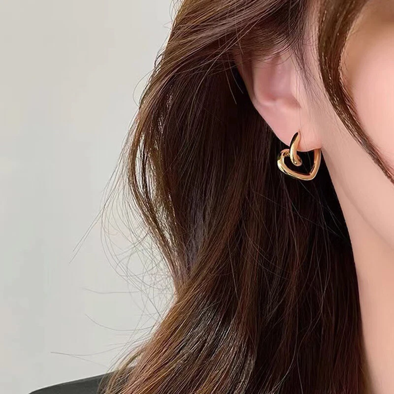 Korean Fashion Asymmetrical Earrings Set Geometric Star Lock Love Drop Earrings