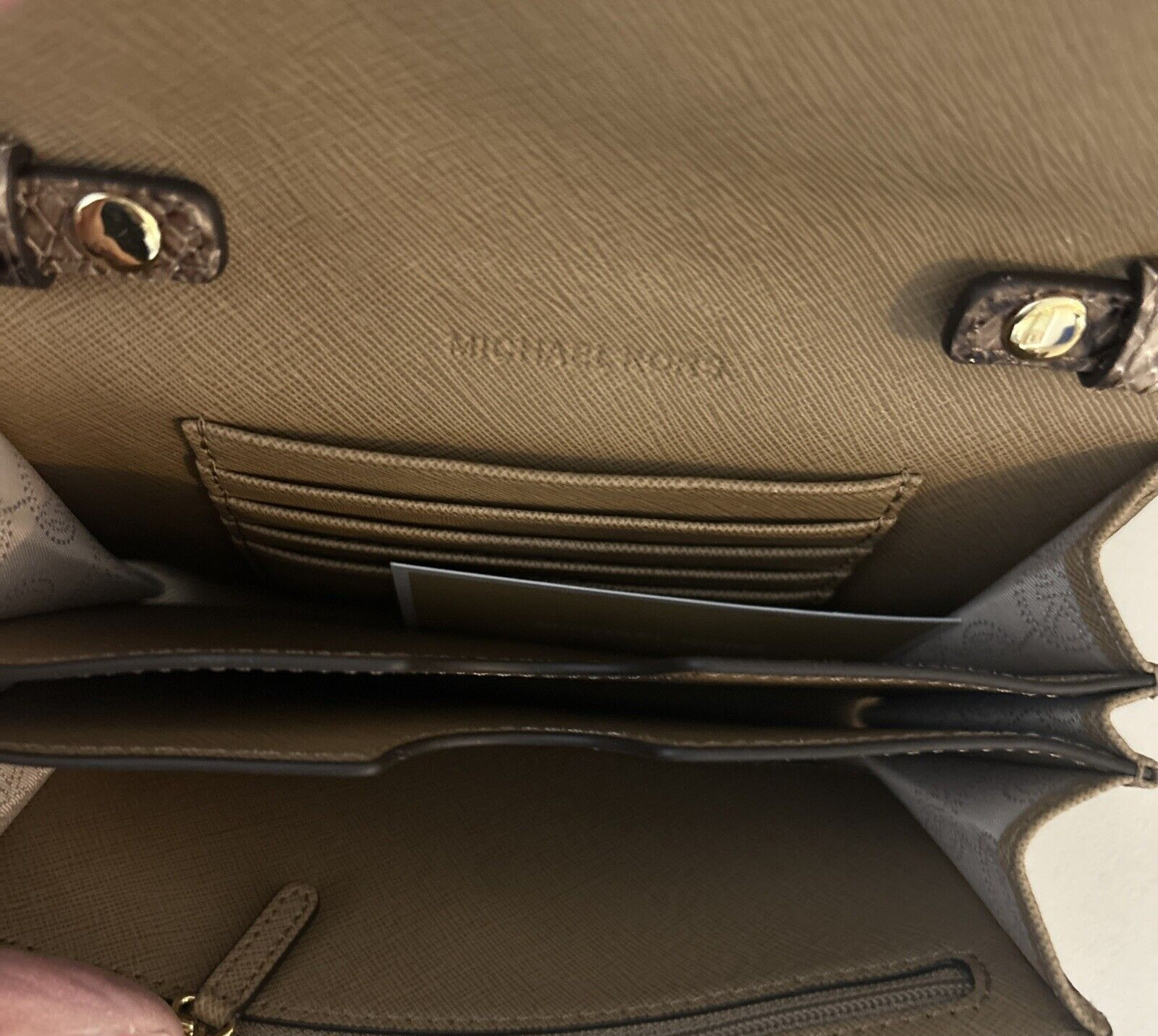 Michael Kors Brown Leather Python Snake Shoulder … - image 6