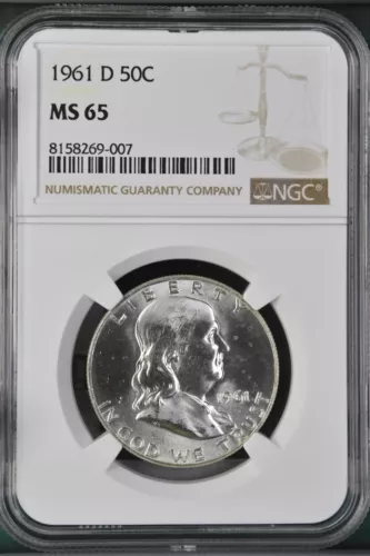 1961-D 50C  Franklin Half Dollar NGC MS65  8158269-007