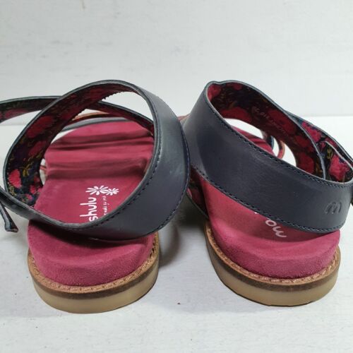 MOSHULU COLOURS Flat Navy Pink Leather Strappy Peep toe Sandal Size UK 6 EUR 39 - Picture 14 of 21