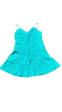 VTG Victorias Secret Gold Crown Babydoll Chemise Paisley Teal Coquette Y2K Large