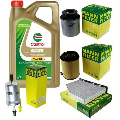 INSPEKTIONSKIT FILTER CASTROL 5L ÖL 5W30 für VW Golf VI 5K1 1.4 TSI 1.2