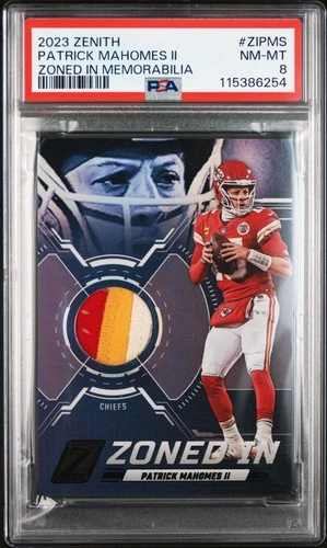 2023 PANINI ZENITH ZONED IN MEM #ZIPMS PATRICK MAHOMES II PSA 8