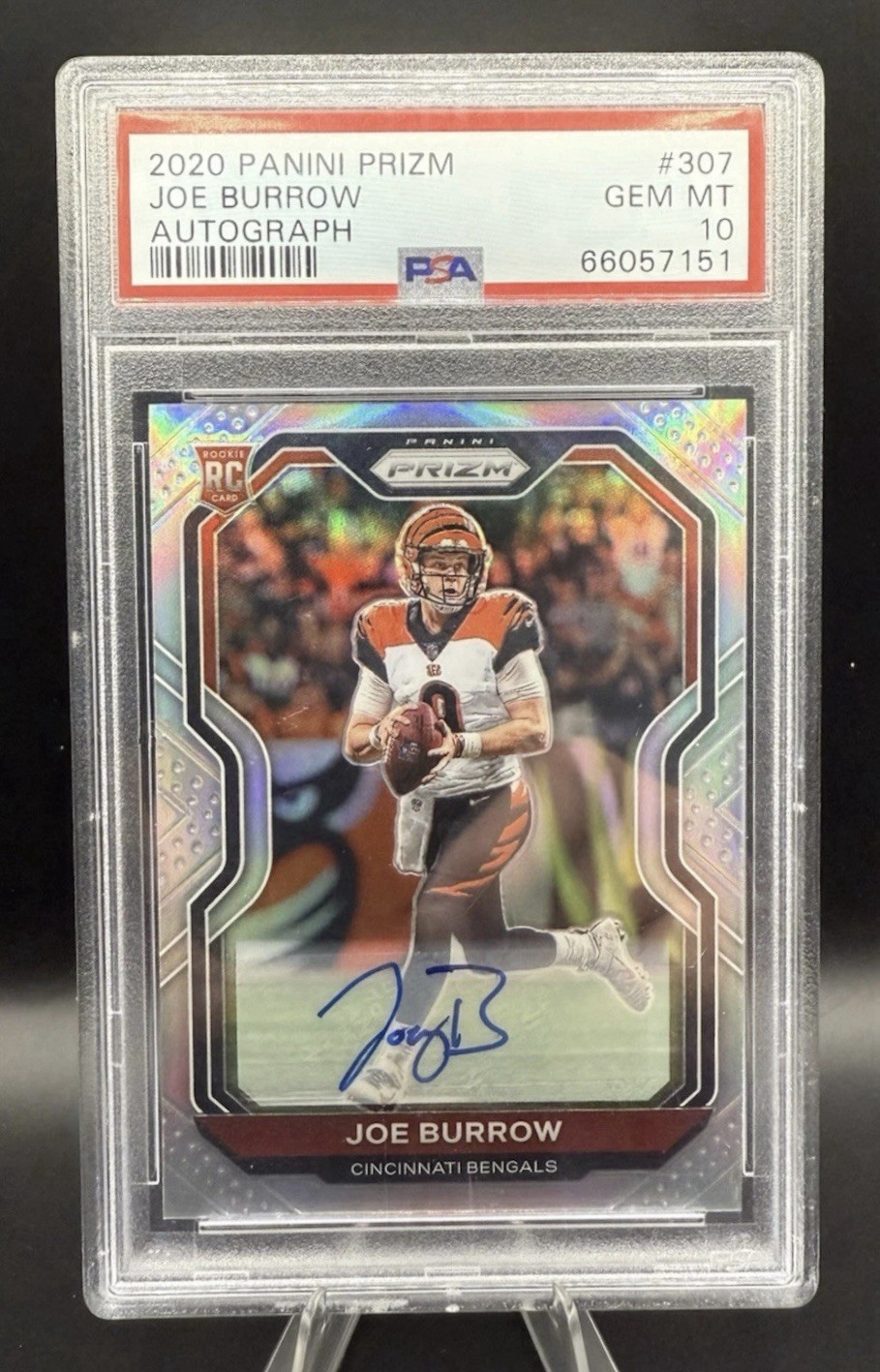 2020 Panini Prizm JOE BURROW AUTOGRAPH/AUTO SILVER RC/ROOKIE BENGALS #307 PSA 10