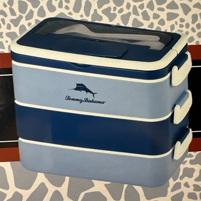NEW Tommy Bahama Blue Bento Box 3-Tier Partioned Leakproof Lunch Storage