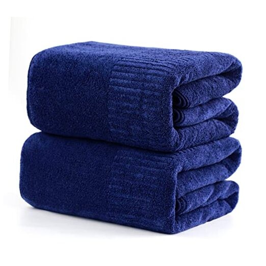 Super Soft Navy Blue Bath Towels Set of 2 Large Bath Sheets