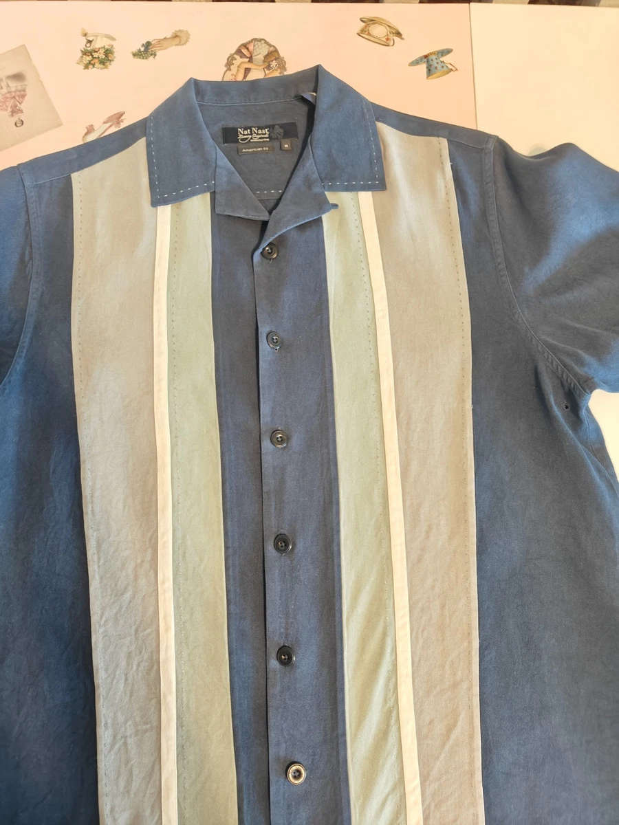 Nat Nast Silk Striped Casual Button-Down Shirts for Men for sale