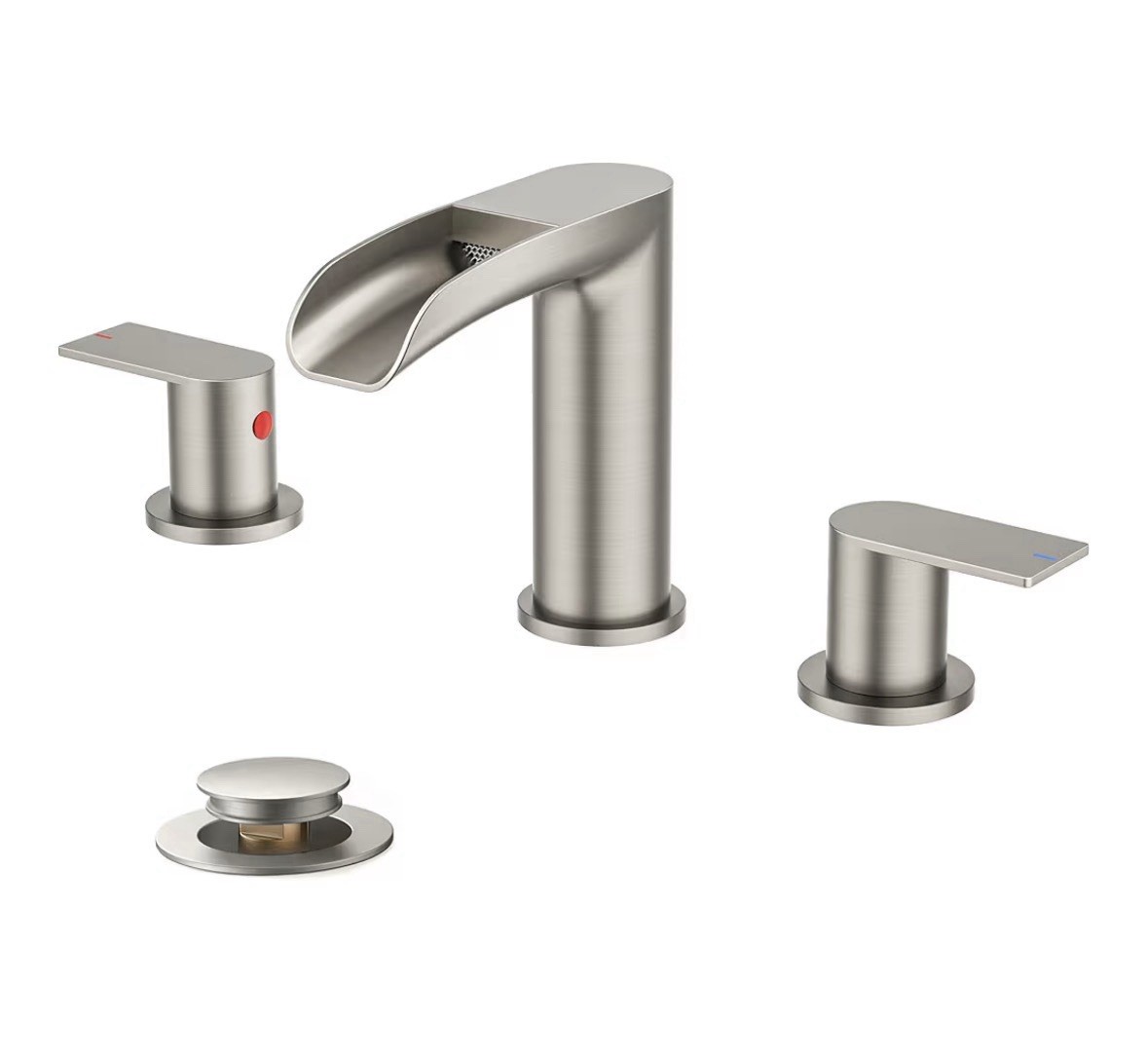 Bathroom Faucet &ndash; Brushed Nickel (3-Hole Widespread)