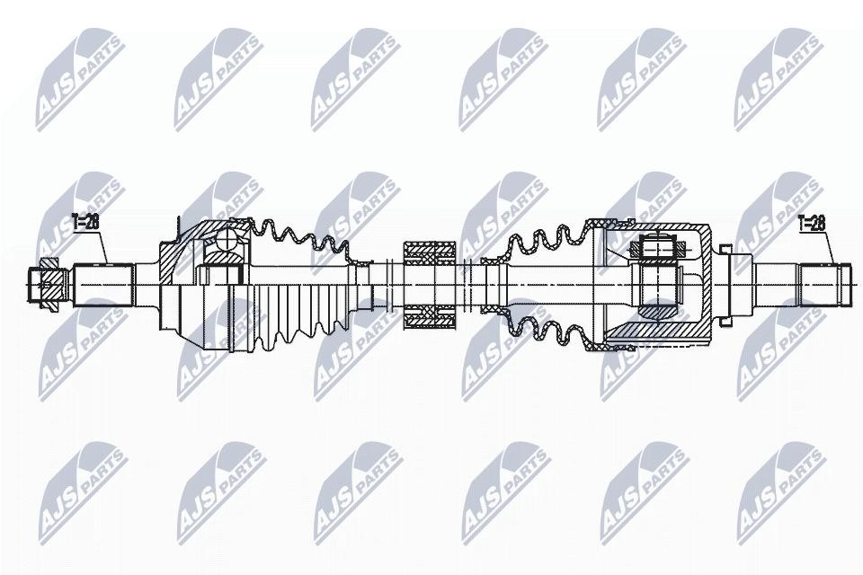 NTY Drive Shaft NPW-SU-040 for Suzuki Left Front Axle 622 mm 28T