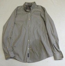 Eddie Bauer Shirt Mens Small Gray Check Button Down Wrinkle Free Classic Fit