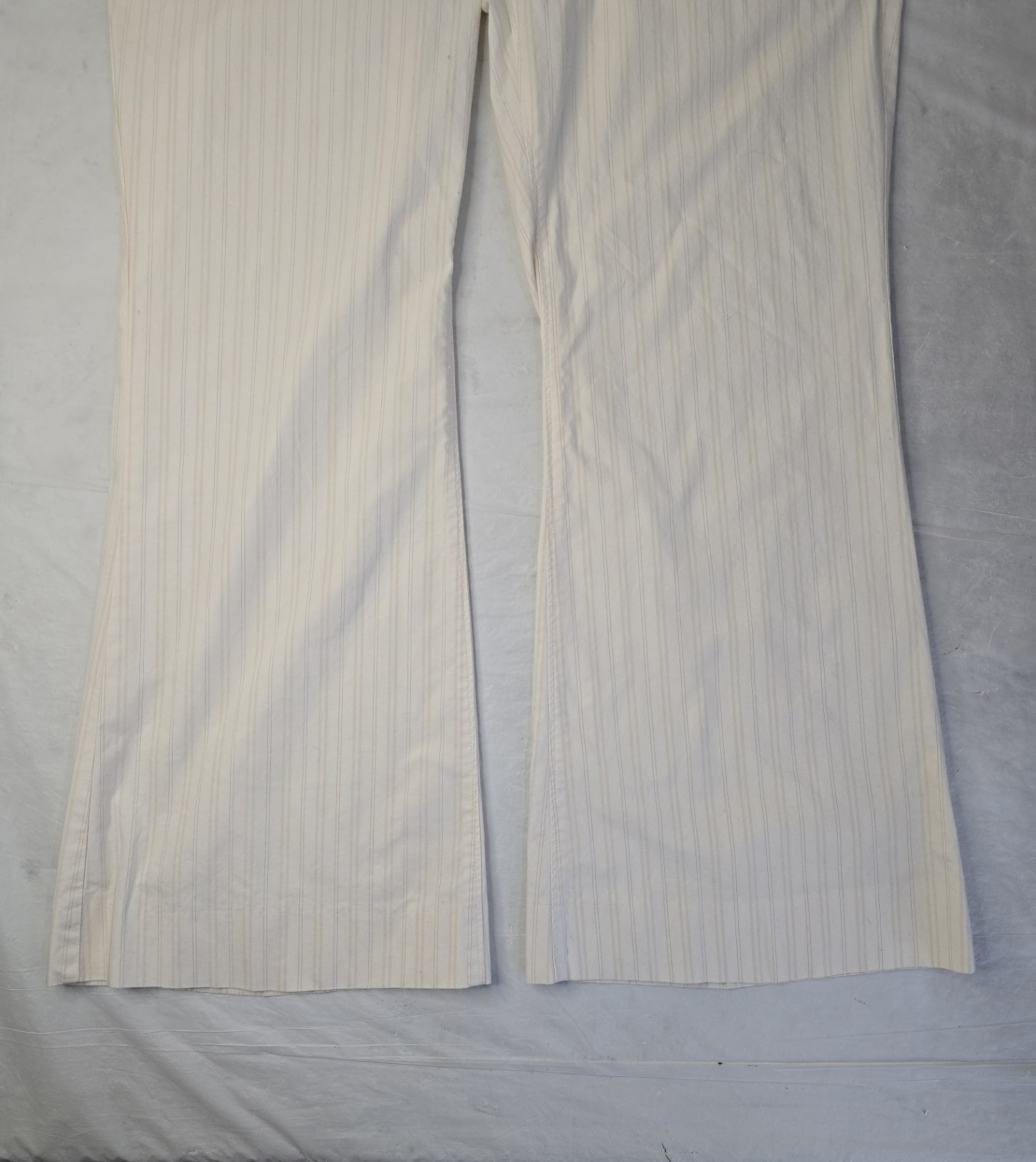 Calvin Klein Dress Pant Ivory Cream Pinstripe Dramatic Flared Leg Y2K Officewear thumbnail 12