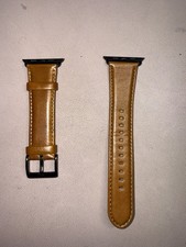 Genuine Leather Apple Watch Band Brown 42mm 44mm 45mm Black Buckle Strap