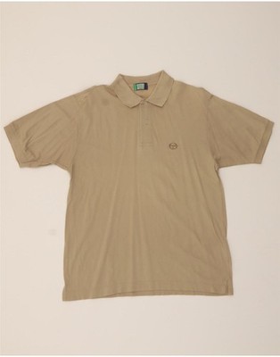 SERGIO TACCHINI Mens Polo Shirt Large Beige Cotton DH41