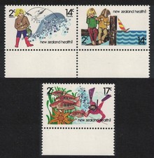 Fishing Health Stamps 3v Pair Margins New Zealand 1980 MNH SG#1225-1227