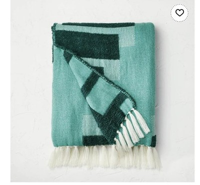 Geometric Patterned Chunky Woven Throw Blanket Teal - Opalhouse designed with