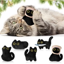 5Pcs Cute Black Cat Catnip Crinkle Paper Sound Toys Gift for Cats, Catmint Te...