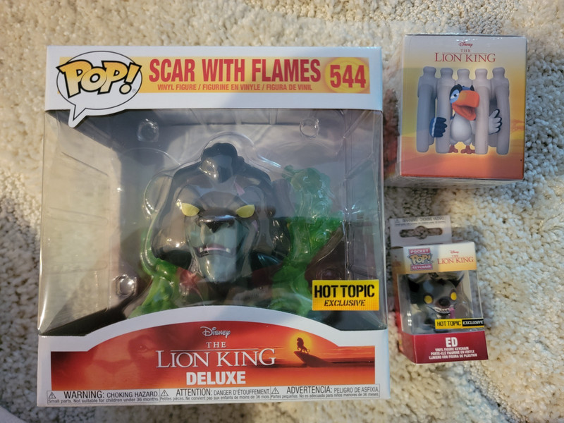 Funko Hot Top Disney Treasures Exclusive Lion King Scar Flames Pop Zazu Mini Ed