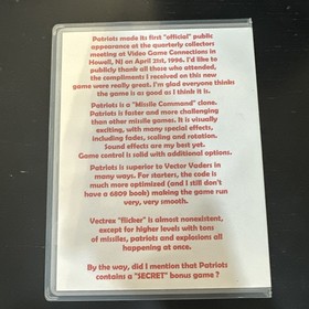 Authentic Vectrex Patriots by John Dondzilla  Original Release, CIB, Please Read