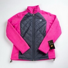 New Balance Women's Size Small Quilted Fleece Jacket Dark Gray/Pink