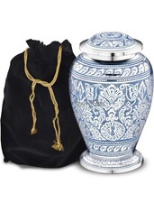 Forever URNS Adult Cremation Funeral Urn with Dove Net Textured. 200cu. L. Blue