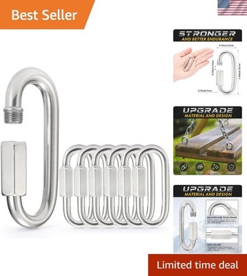 Versatile Quick Connect Links - 6 PCS Stainless Steel Carabiners for Outdoor Use