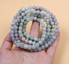 Certified Green Natural A Jade Jadeite 7.2 mm Bead Necklace 780 mm long 28048