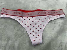 Victoria's Secret Logo Cotton Light Lavender Lady Bug Large Thong