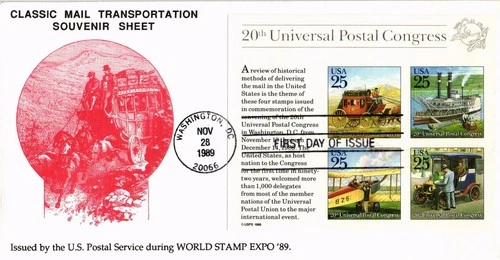 Dr Jim Stamps FDC Classic Mail Transportation Sheet KMC Venture Monarch Size