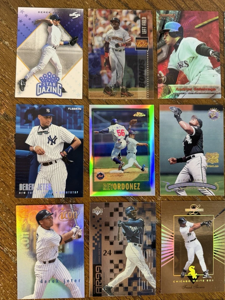 (35) 1990s BASEBALL HOF/STAR CHROME, REFRACTOR SP CARDS GRIFFEY BONDS JETER READ - Image 3 of 4